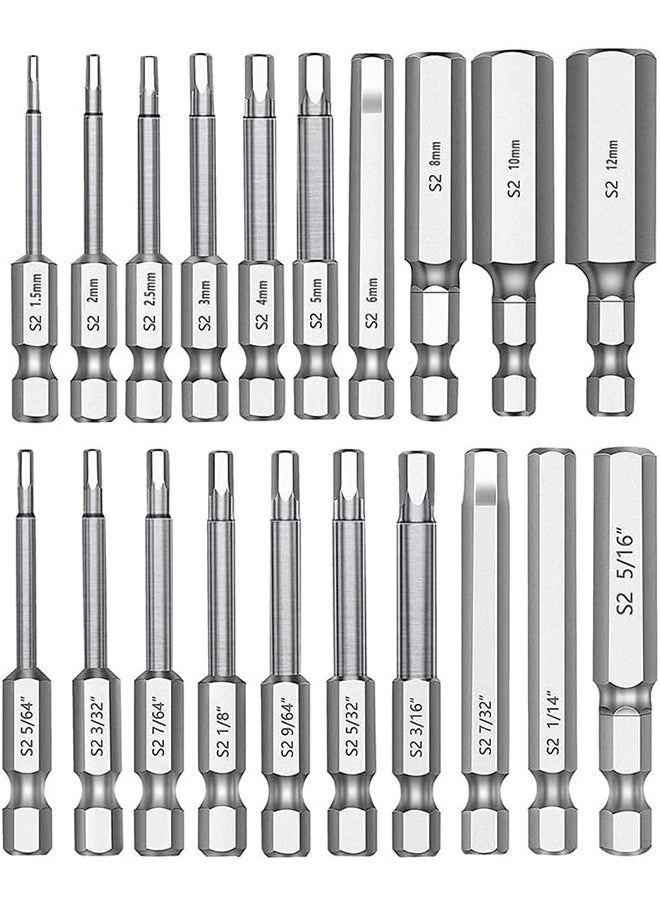 LENND - Hex Head Allen Wrench Drill Bit Set 20PC (10pc Metric & 10pc SAE), 2.3" Long 1/4" Diameter Quick Release Shank Magnetic Screwdriver Bit Set for Assembling Furniture - Image 1