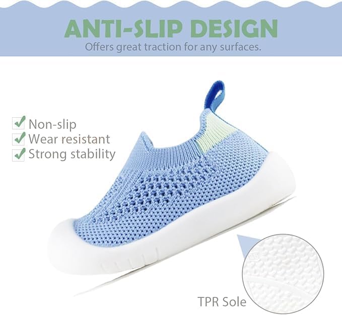 ZONEY Baby Shoes Toddler First Walking Shoes Infant Sneakers Breathable Knitted Mesh Blue - Image 3