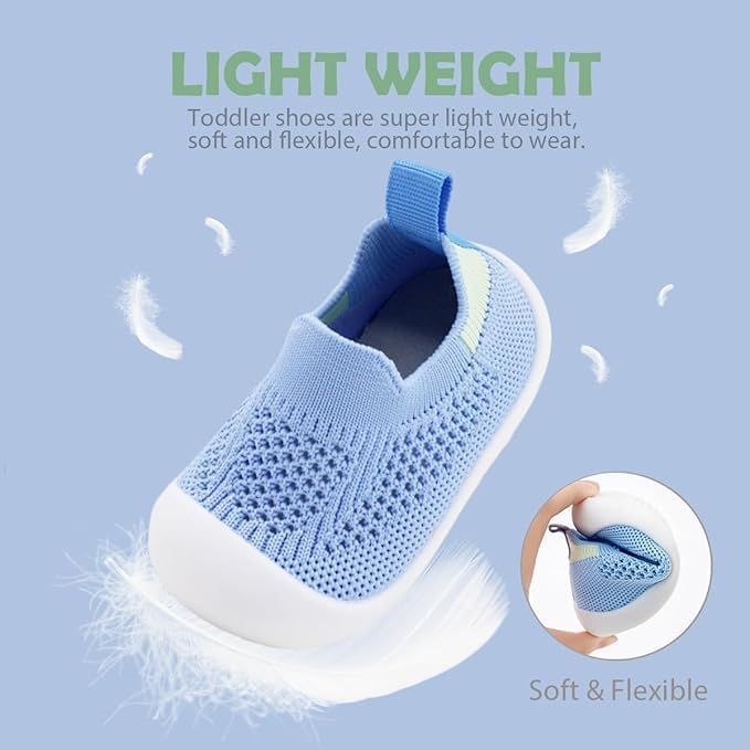 ZONEY Baby Shoes Toddler First Walking Shoes Infant Sneakers Breathable Knitted Mesh Blue - Image 2