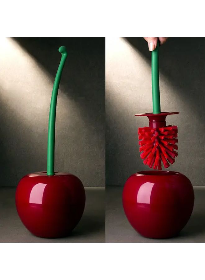 Green Cherry Shaped Toilet Brush Set Long Handle Soft Bristle Durable Plastic Bathroom Cleaning - Image 2