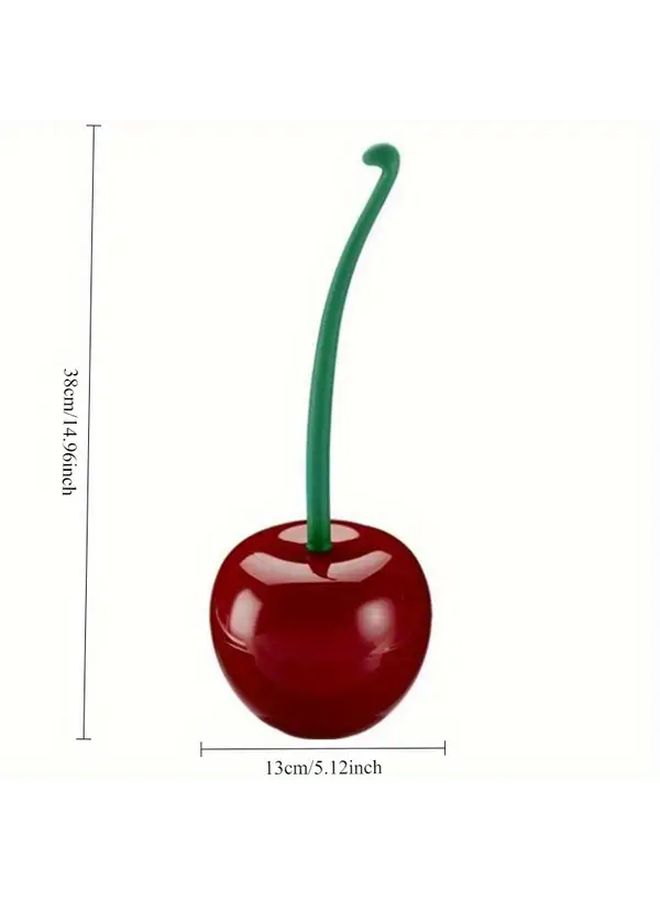 Green Cherry Shaped Toilet Brush Set Long Handle Soft Bristle Durable Plastic Bathroom Cleaning - Image 5