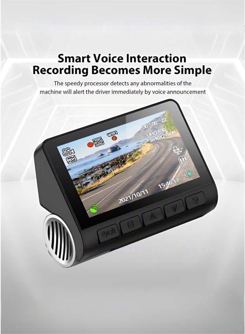 4K Dual-Channel Dash Cam (Front 4K + Rear 1080P) | Starlight Night Vision & 170° Ultra-Wide Angle (Front Camera) | 3" IPS Touchscreen | Built-in GPS + WiFi + Free 128GB TF Card (U3, V30, A2) | 24/7 Parking Mode with 3-Wire Hardwire Kit (ACC / B+ / GND) - Image 2