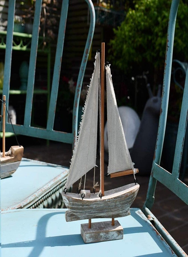 Linfevisi Wooden Sailboat Decorations Nautical Sail Boats Model Decoration Beach Coastal Ocean Themed Home Decor Ornaments Table Top Rustic Decorative Wood Sailing Boats Ships Nautical Decor 10.75" H - Image 5