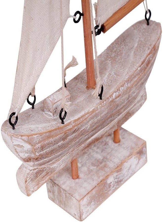 Linfevisi Wooden Sailboat Decorations Nautical Sail Boats Model Decoration Beach Coastal Ocean Themed Home Decor Ornaments Table Top Rustic Decorative Wood Sailing Boats Ships Nautical Decor 10.75" H - Image 3
