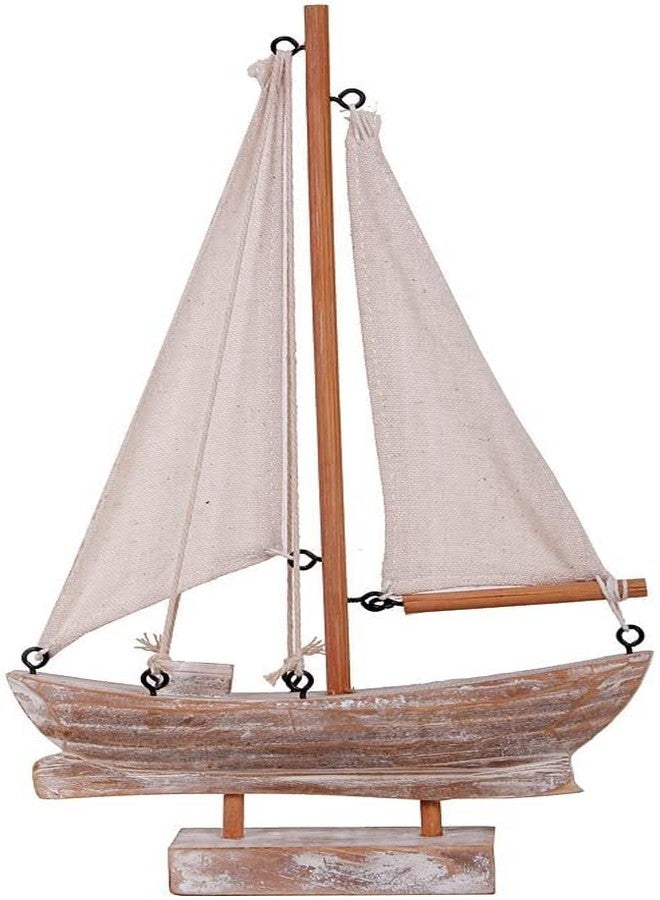Linfevisi Wooden Sailboat Decorations Nautical Sail Boats Model Decoration Beach Coastal Ocean Themed Home Decor Ornaments Table Top Rustic Decorative Wood Sailing Boats Ships Nautical Decor 10.75" H - Image 1