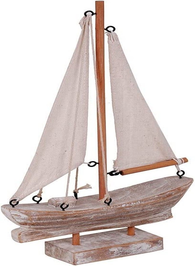 Linfevisi Wooden Sailboat Decorations Nautical Sail Boats Model Decoration Beach Coastal Ocean Themed Home Decor Ornaments Table Top Rustic Decorative Wood Sailing Boats Ships Nautical Decor 10.75" H - Image 4