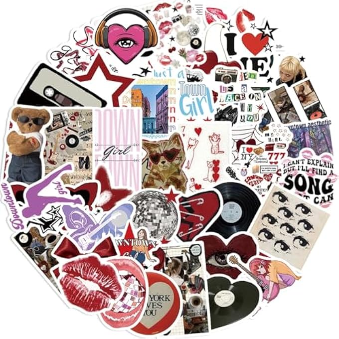 rayihni 50PCS Y2K GRAFFITI STICKERS PACK - AESTHETIC RETRO VINYL DECALS FOR LAPTOP, WATER BOTTLE, PHONE CASE, JOURNAL - TRENDY WATERPROOF STICKERS FOR TEENS & ADULTS - Image 1