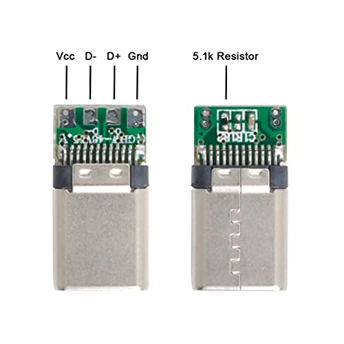 Chenyang CY USB Type C USBC Male OTG Host Type 51k Resistor Adapter with Black Housing Cover DIY 24pin - Image 3