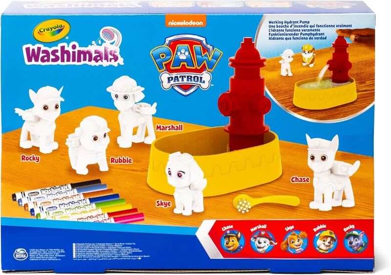 كرايولا Crayola - Washimals Paw Patrol Activity Kit with 5 Baby Animals, 8 Washable Felt Tips, Bath with Shower, Small Brush, Game and Gift for Children, from 3 Years