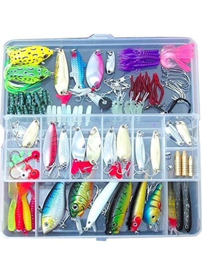 NIBEMINENT 100-Piece Fishing Lure Spinners Plugs Spoons Soft Bait