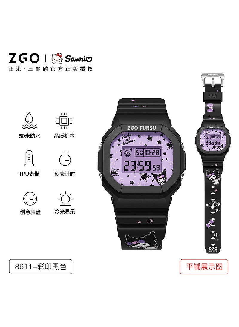Arabest Sanrio Unicorn Electronic Watch for Girls 8611ku Lomi-Color Print Black
