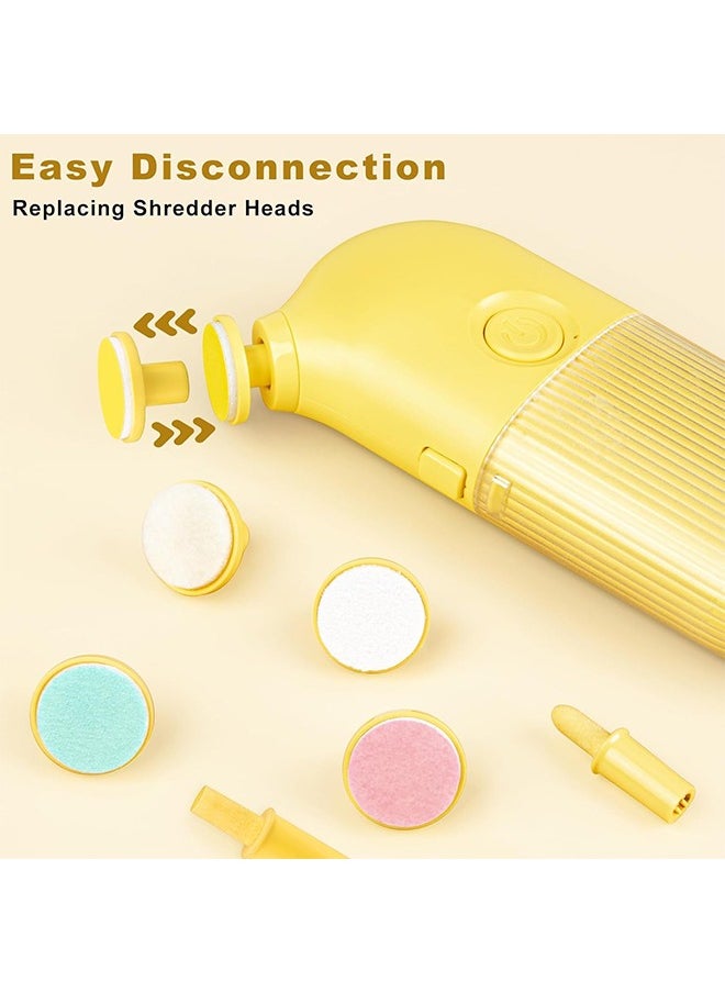 MISS BABY - Baby Electric Nail Trimmer, 7 Safe Grinding Heads Nail File Kit, Rechargeable Safe Nail File for Baby Newborn Infant Toddler Kids or Adults Toes Fingernails (Yellow) - Image 1