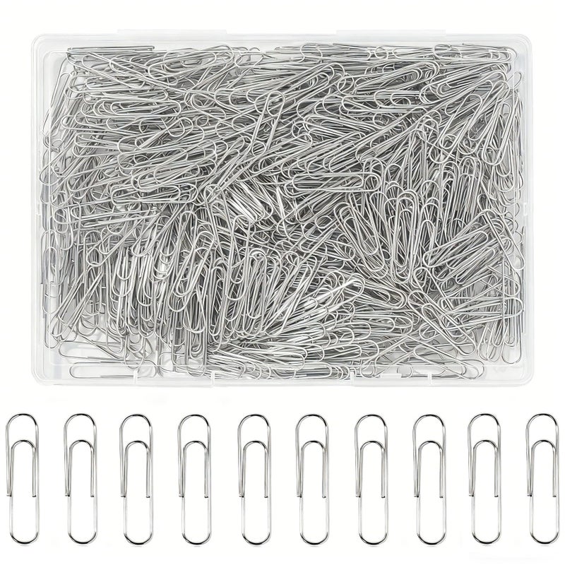 Bflaae Paper Clips, 600 Pcs Paperclips Premium Medium Paper Clip, 1-2/7" Silver School Office Supplies Heavy Duty, Ideal for Bookmark(Silver) - Image 1