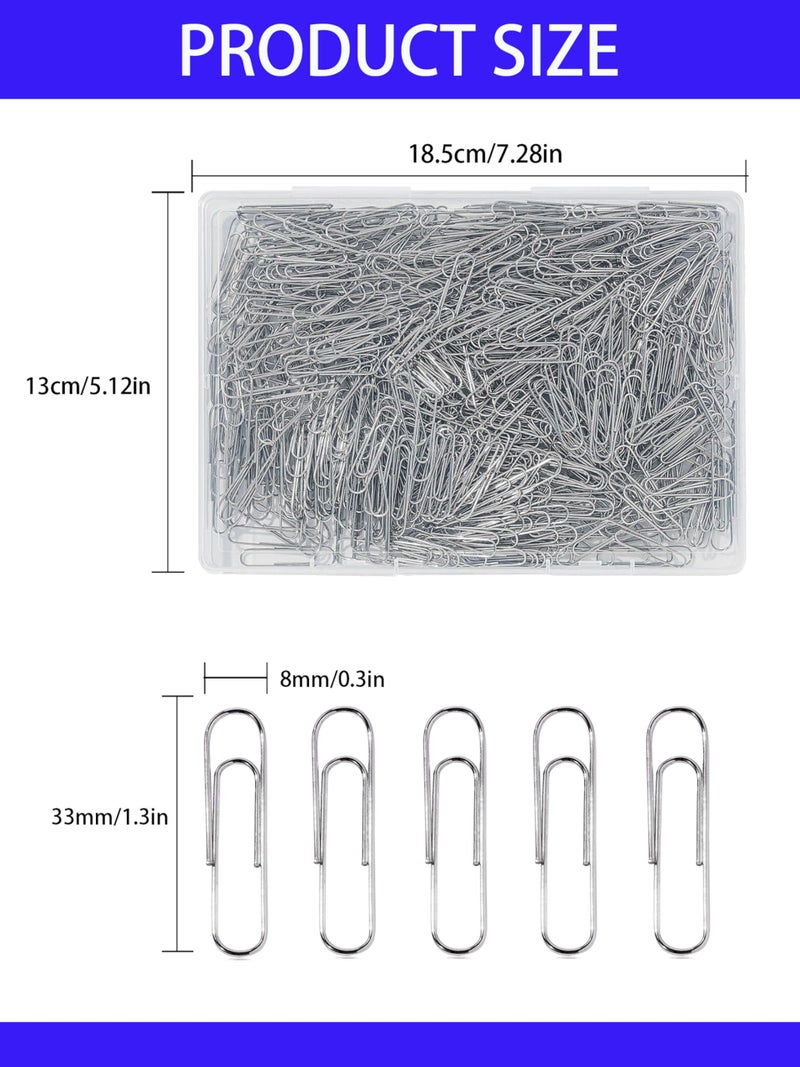 Bflaae Paper Clips, 600 Pcs Paperclips Premium Medium Paper Clip, 1-2/7" Silver School Office Supplies Heavy Duty, Ideal for Bookmark(Silver) - Image 2