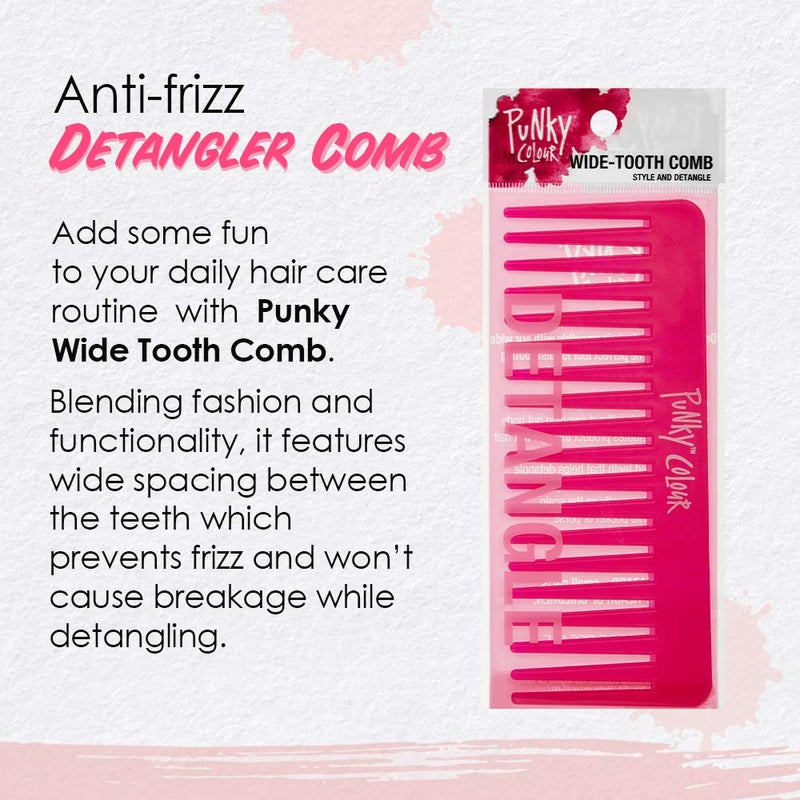 Punky Wide Tooth Comb for Women - Pink, Detangler Comb, No Handle Hair Detangling Combs for Wet, Dry & Curly Hairs - Image 3