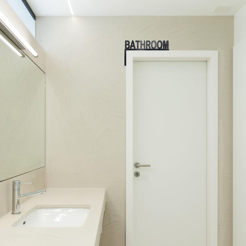 AWISBI Wooden Bathroom Door Topper Black Bathroom Sign for Home Bathroom Restroom (Left Side) - Image 4