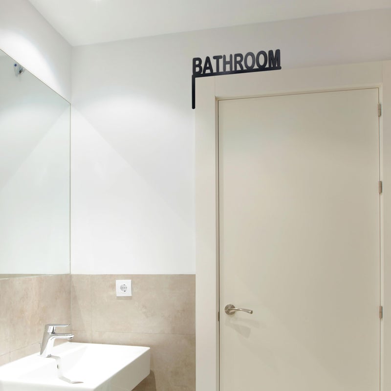 AWISBI Wooden Bathroom Door Topper Black Bathroom Sign for Home Bathroom Restroom (Left Side) - Image 5