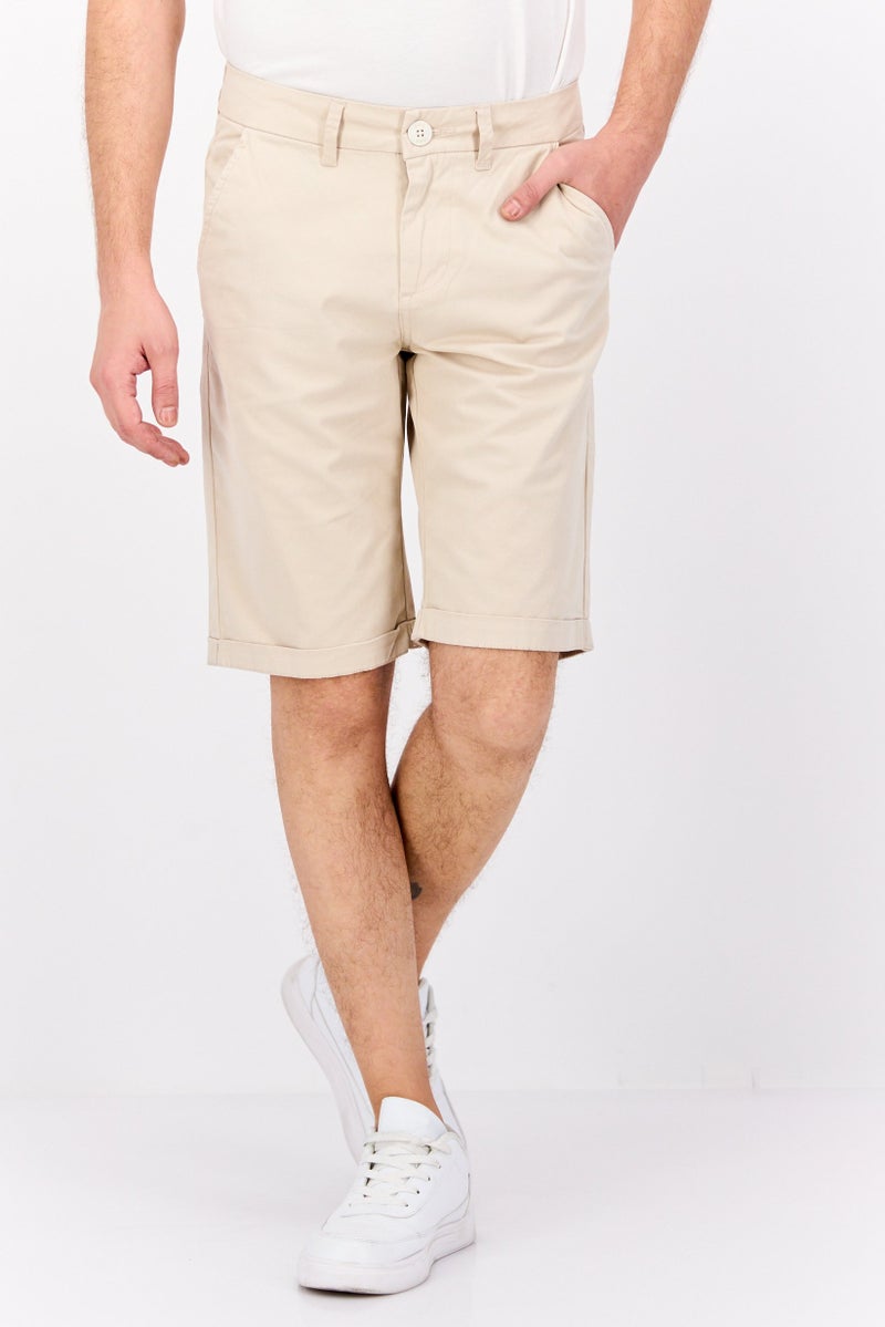 GAS Men Solid Chino Shorts, Off White - Image 1