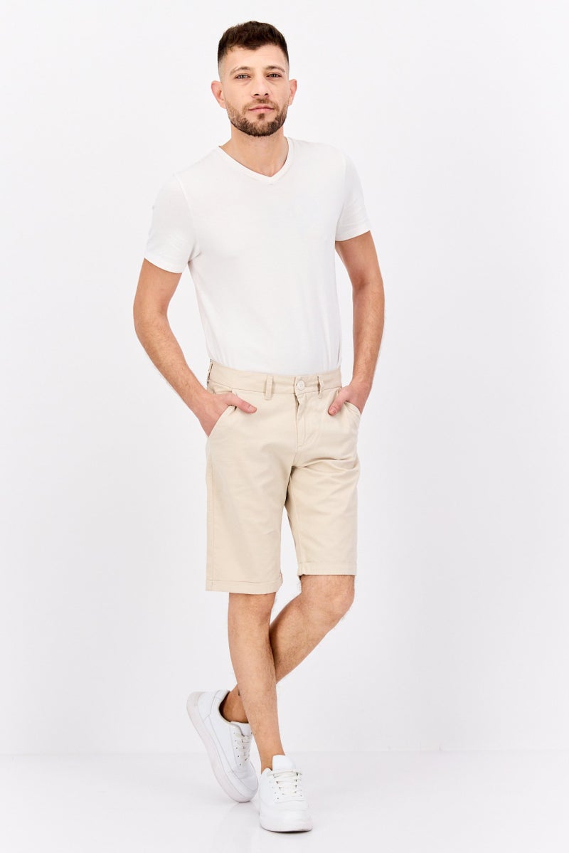 GAS Men Solid Chino Shorts, Off White - Image 4