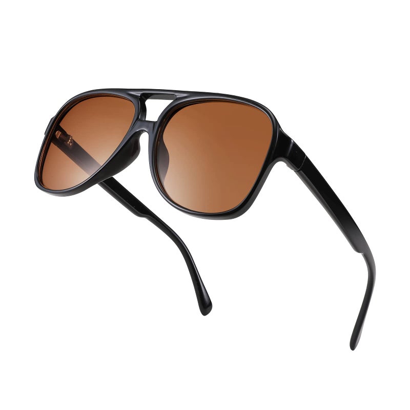 FEISEDY Vintage Retro 70s Plastic Aviator Sunglasses Women Men Classic Large Squared Frame B2751 - Image 1