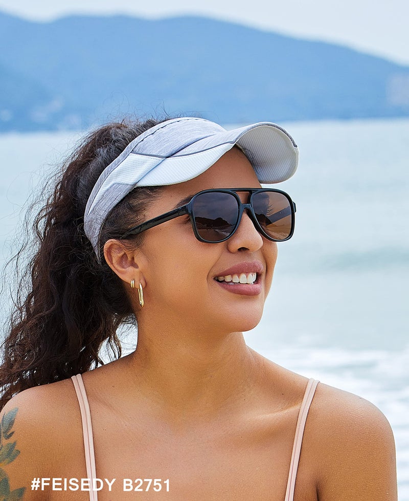 FEISEDY Vintage Retro 70s Plastic Aviator Sunglasses Women Men Classic Large Squared Frame B2751 - Image 2