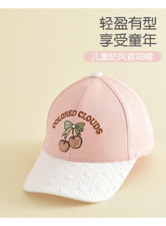 Bumblebee Kids Sun Hat Outdoor Baseball Cap With Cherry Embroidery - Adjustable & Stylish For Girls - Image 1