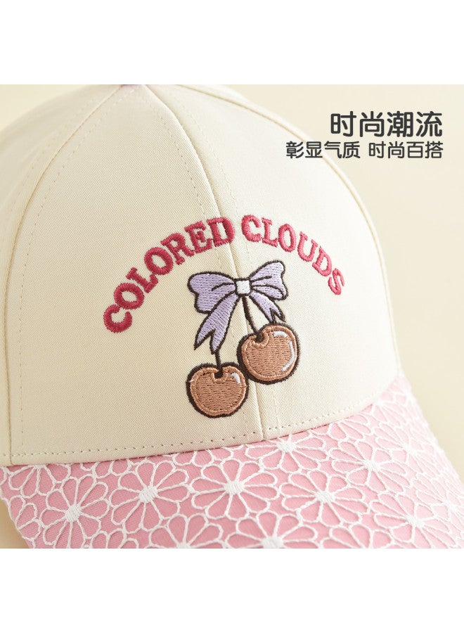 Bumblebee Kids Sun Hat Outdoor Baseball Cap With Cherry Embroidery - Adjustable & Stylish For Girls - Image 3