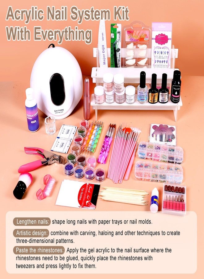 MAJOR DIJIT Acrylic Nail Kit Set for Beginners with Everything Acrylic Powder Nail Drill Lamp Starter Kit with False Nail Tips Nail Art Decoration Tools for Home Salon Gifts - Image 2