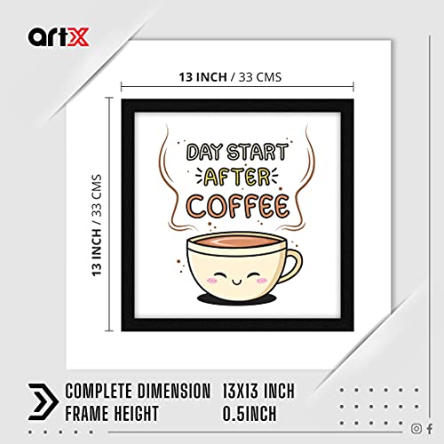 ArtX Paper Motivational Quote Day Start After Coffee Wall Frame Art Painting, Multicolor, Motivational, 13 X 13 inches, Set of 1 - Image 2