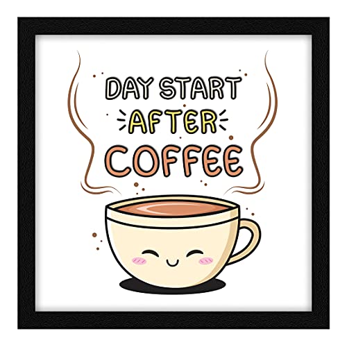 ArtX Paper Motivational Quote Day Start After Coffee Wall Frame Art Painting, Multicolor, Motivational, 13 X 13 inches, Set of 1 - Image 1