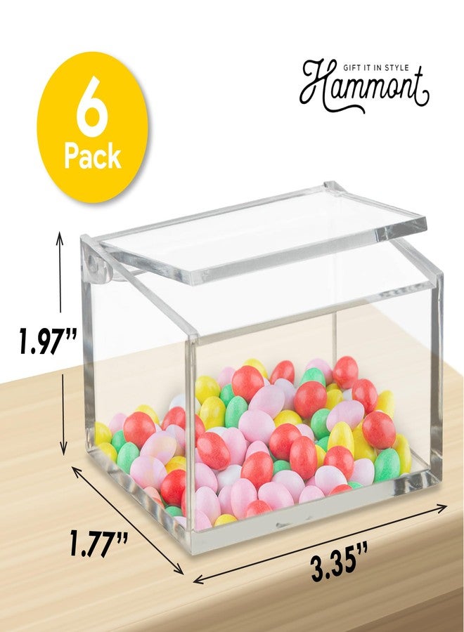 Hammont Clear Acrylic Box with Hinged Lid – Small Plastic Organizer for Office, Desk, Makeup, Crafts, Cotton Balls, Jewelry & More | 3.5"x2"x2" (6 Pack) - Image 3