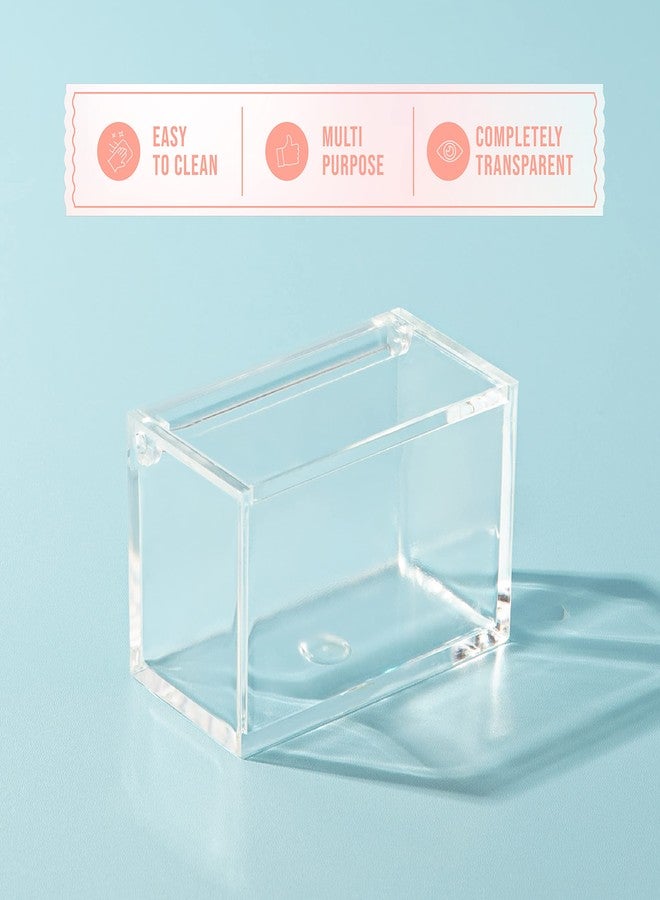 Hammont Clear Acrylic Box with Hinged Lid – Small Plastic Organizer for Office, Desk, Makeup, Crafts, Cotton Balls, Jewelry & More | 3.5"x2"x2" (6 Pack) - Image 4