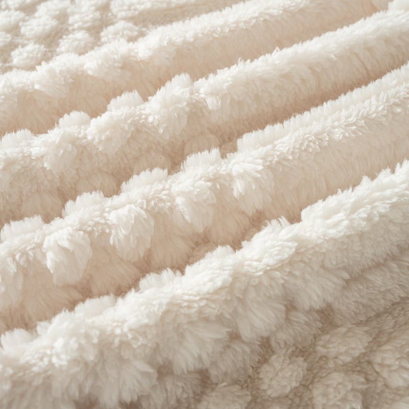 Lussena 50x70 Inch Beige Throw Blanket - Soft & Fluffy Fleece, Cute & Aesthetic, Perfect for Sofa, Couch, Chair, Bed, Living Room & Bedroom, All-Season Use, Plush & Cozy Decorative Blanket - Image 5