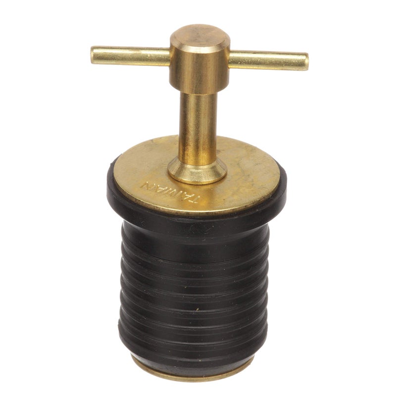 attwood Attwood 7526A7 T-Handle Drain Plug, For 1-Inch-Diameter Drains, Locks in Place, Brass Handle, Rubber Plug  - Image 3