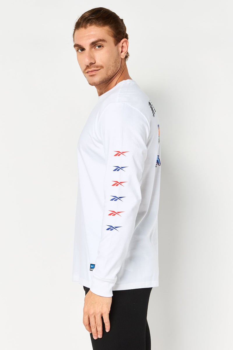 Reebok Men Sportswear Fit Long Sleeve Outdoor Sweatshirt, White - Image 4