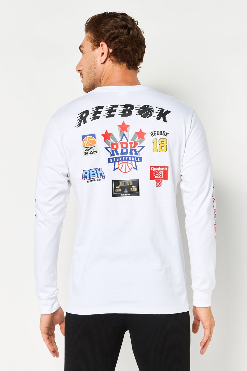 Reebok Men Sportswear Fit Long Sleeve Outdoor Sweatshirt, White - Image 2