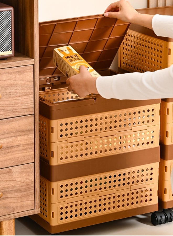 JCB CHIC 2 Tier Folding Utility Cart ,Plastic Storage Bins with Lids and Wheels,Large Capacity Storage Baskets  with Handles,Clothes Storage Box, Outdoor Camping, Home and Office Storage Box - Image 5