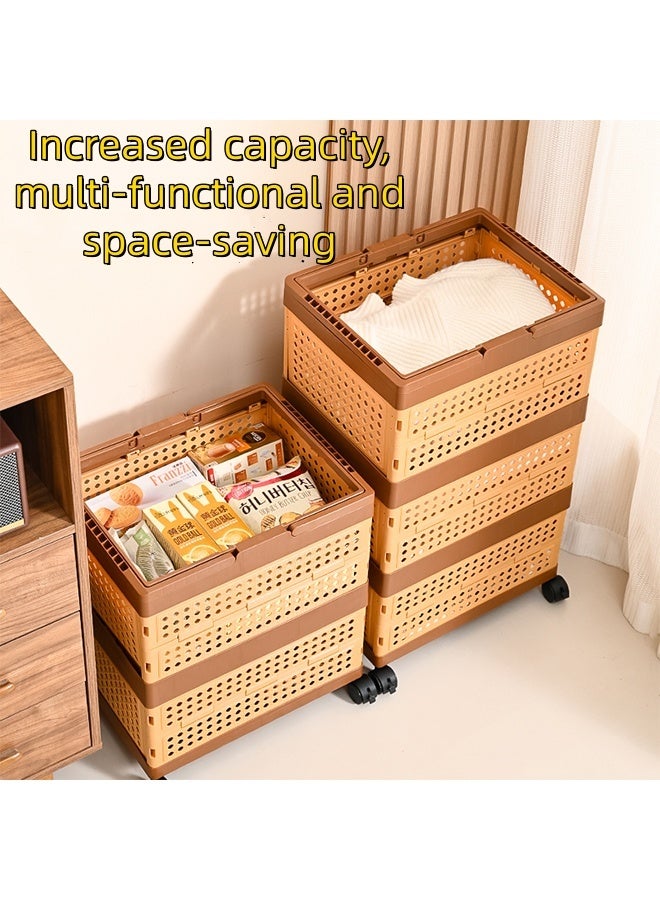 JCB CHIC 2 Tier Folding Utility Cart ,Plastic Storage Bins with Lids and Wheels,Large Capacity Storage Baskets  with Handles,Clothes Storage Box, Outdoor Camping, Home and Office Storage Box - Image 4