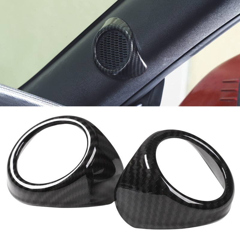 RTTCZ APillar Audio Stereo Speaker Trim Cover Decor Frame for Ford Mustang 2015 2016 2017 2018 Carbon Fiber Grain