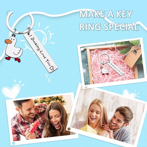 PLwelth Duck Keychain for Couples I Love You Keyring Cute Keychain for Women Men Funny Keyring for Duck Lovers Car Key Keychain for Backpack Best Friends Gifts for Her Him Birthday Christmas - Image 3