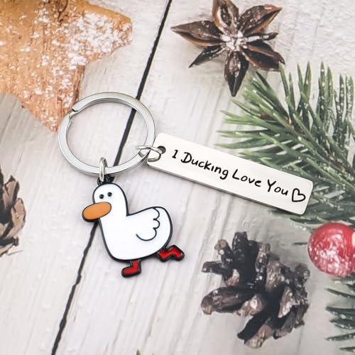 PLwelth Duck Keychain for Couples I Love You Keyring Cute Keychain for Women Men Funny Keyring for Duck Lovers Car Key Keychain for Backpack Best Friends Gifts for Her Him Birthday Christmas - Image 2