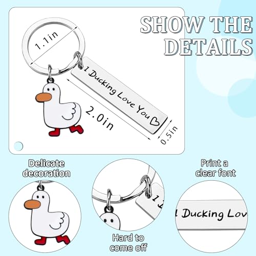 PLwelth Duck Keychain for Couples I Love You Keyring Cute Keychain for Women Men Funny Keyring for Duck Lovers Car Key Keychain for Backpack Best Friends Gifts for Her Him Birthday Christmas - Image 4