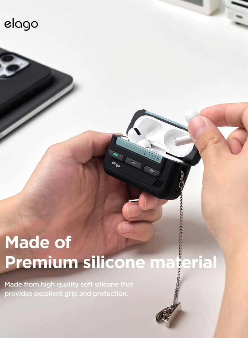 Elago Pager Compatible with AirPods Pro 2 2nd Generation Shock Resistant, Full Protection, with Lanyard - Black - Image 4