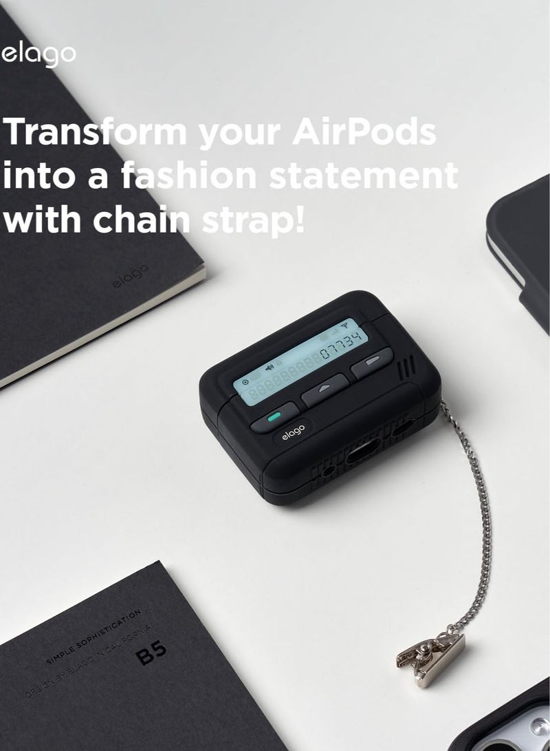 Elago Pager Compatible with AirPods Pro 2 2nd Generation Shock Resistant, Full Protection, with Lanyard - Black - Image 3