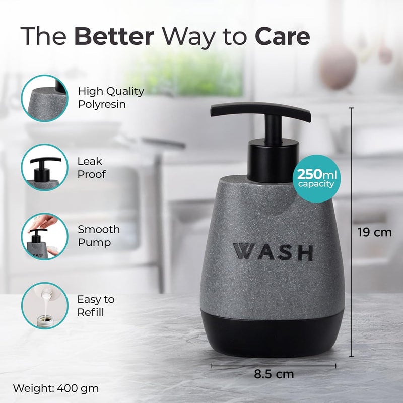 The Better Home The Better Home Bathroom Soap Dispenser 250ml Premium Polyresin Liquid Soap Dispenser for Kitchen Office Modern Stylish Scratch Proof Moisture Resistant GreyBlack - Image 4