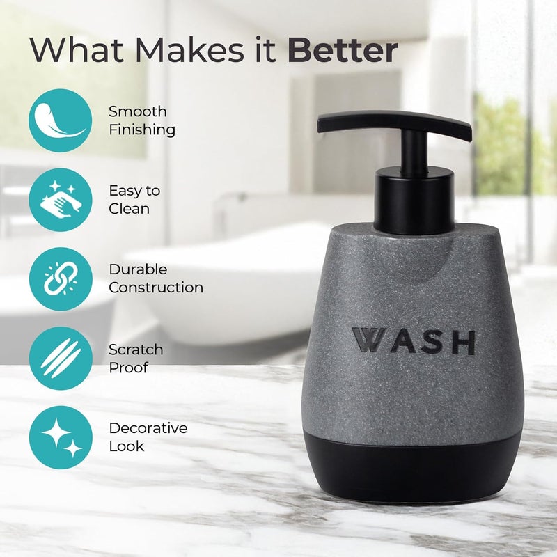 The Better Home The Better Home Bathroom Soap Dispenser 250ml Premium Polyresin Liquid Soap Dispenser for Kitchen Office Modern Stylish Scratch Proof Moisture Resistant GreyBlack - Image 3