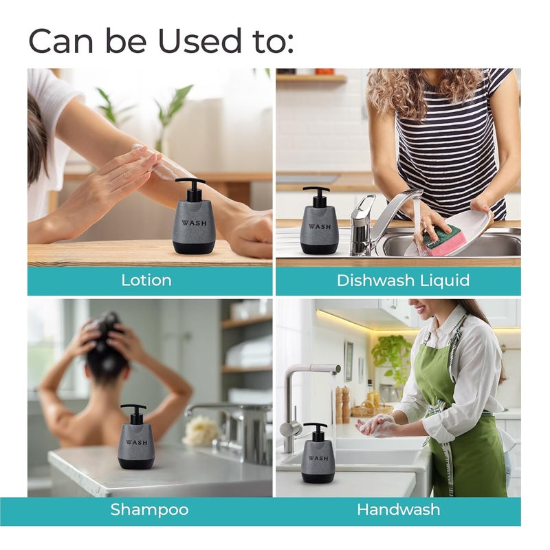 The Better Home The Better Home Bathroom Soap Dispenser 250ml Premium Polyresin Liquid Soap Dispenser for Kitchen Office Modern Stylish Scratch Proof Moisture Resistant GreyBlack - Image 5