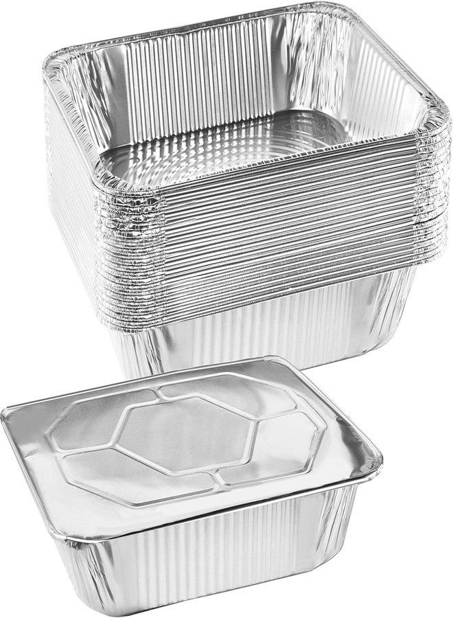 NYHI 9x13 Disposable Aluminum Foil Pans With Lids Large Half Size Deep Steam Pan and Oven Buffet Trays Food Containers for Catering Baking Roasting (25) - Image 1