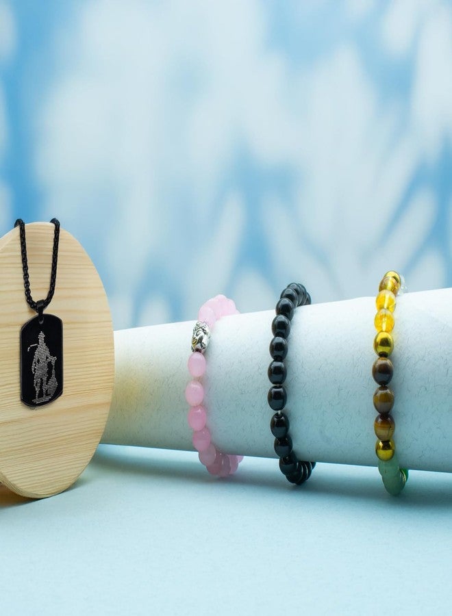Senroar Dhan Sampann Combo | Dhan Yog Bracelet | Rose Quartz | Evil Eye |Hanuman ji Locket | Unisex Healing Astrology Bracelets for Man & Women - Image 3