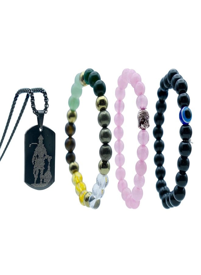 Senroar Dhan Sampann Combo | Dhan Yog Bracelet | Rose Quartz | Evil Eye |Hanuman ji Locket | Unisex Healing Astrology Bracelets for Man & Women - Image 1